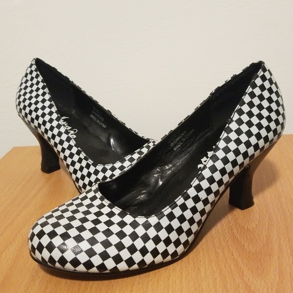 Punkrose Checkered Kitten Heels